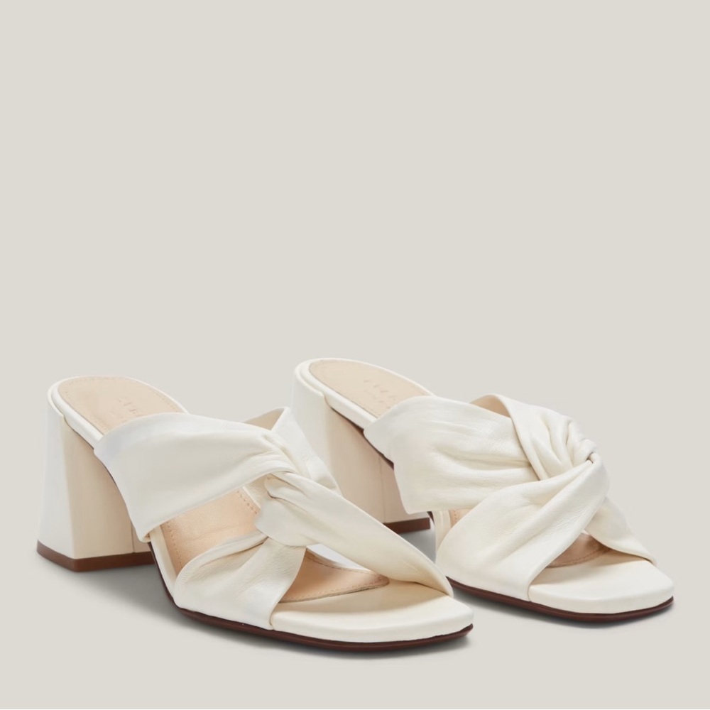 Everlane Ivory Knotted Block Heel Mules